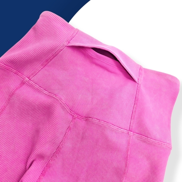 Zella Pink Ribbed Biker Yoga Gym Shorts XS High Waist Stretchy w/ Back Pocket - Picture 10 of 14